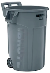 TRASH CAN, RUBBERMAID BRUTE, 44 GALLON, WHEELED, GREY (2131929) LARGE