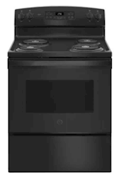 OVEN, STOVE, FREESTANDING RANGE, SELF CLEAN, GENERAL ELECTRIC, BLACK, 30" X 5 CU FT LARGE