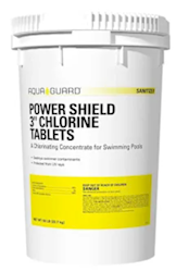 CHLORINATING TABLETS, SANITIZER, AQUAGUARD POWER SHIELD, 3 IN TABLETS, 50 LB BUCKET LARGE