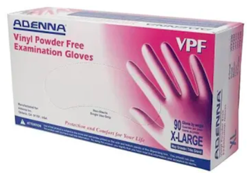 DISPOSABLE GLOVES, ADENNA, VINYL, CLEAR, XL, 90/CT, VPF238 (MIN 17 BOXES / BULK) LARGE