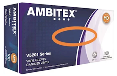 DISPOSABLE GLOVES, AMBITEX, 3 MIL, VINYL, CLEAR, M, 100 GLOVES/CT (MIN 17 / BULK) LARGE