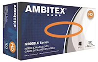 DISPOSABLE GLOVES, AMBITEX, 4 MIL, NITRILE, BLACK, M, 100 GLOVES/CT (MIN 6 / BULK) MAIN