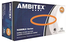 DISPOSABLE GLOVES, AMBITEX, 4 MIL, NITRILE, BLACK, M, 100 GLOVES/CT (MIN 6 / BULK) THUMBNAIL