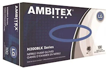 DISPOSABLE GLOVES, AMBITEX, 4 MIL, NITRILE, POWDER-FREE, BLACK, L, 100 GLOVES/CT (MIN 6 / BULK) THUMBNAIL