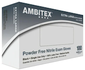 DISPOSABLE GLOVES, AMBITEX, 4 MIL, NITRILE, POWDER-FREE, BLACK, XL, 100 GLOVES/CT (MIN 6 / BULK) THUMBNAIL