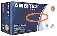 DISPOSABLE GLOVES, AMBITEX, NITRILE, POWDER-FREE, BLUE, M, 100/BOX (MIN 7 / BULK) THUMBNAIL