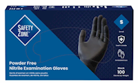 DISPOSABLE GLOVES, SAFETY ZONE, NITRILE, POWDER-FREE, BLACK, S, 100 GLOVES/CT MAIN