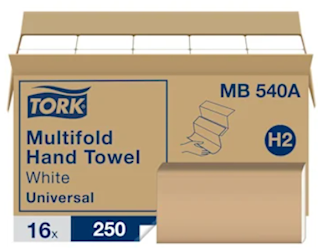 PAPER TOWELS, TORK, MULTIFOLD, UNIVERSAL, WHITE, 250 SHEETS/PACK, 16 PACKS/CT (MIN 2 CASES / BULK) LARGE