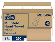 PAPER TOWELS, TORK, MULTIFOLD, UNIVERSAL, WHITE, 250 SHEETS/PACK, 16 PACKS/CT (MIN 2 CASES / BULK) THUMBNAIL