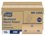 PAPER TOWELS, MULTIFOLD, NATURAL, TORK, 9.5" x 9.1", 250 SHEETS/PK, 16 PACKS/CT (MIN 2 CASES / BULK) THUMBNAIL