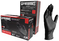 DISPOSABLE GLOVES, XXL, BLACK, NITRILE, POWDER-FREE, 5 MIL, GLOVEWORKS, 100/BOX THUMBNAIL