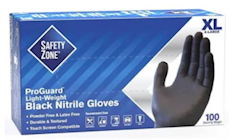 DISPOSABLE GLOVES, SAFETY ZONE, NITRILE, POWDER-FREE, BLACK, XL, 100 GLOVES/CT (MIN 9 / BULK) THUMBNAIL