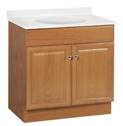 BATHROOM VANITY CABINET, WITH TOP, OAK, SEASONS, 30"W X 18"D X 35"H LARGE