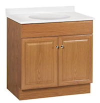 BATHROOM VANITY CABINET, WITH TOP, OAK, SEASONS, 30"W X 18"D X 35"H MAIN