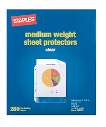 MEDIUM WEIGHT SHEET PROTECTORS, STAPLES, CLEAR, 200/BOX (10525) LARGE