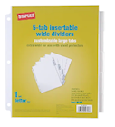EXTRA WIDE INSERTABLE PAPER DIVIDERS, STAPLES, 5-TAB, CLEAR (13494/11221) THUMBNAIL