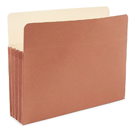 FILE POCKET, REINFORCED, STAPLES, 3.5" EXPANSION, LETTER SIZE, BROWN, 25/BOX (ST418293) LARGE