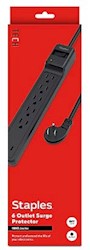 SURGE PROTECTOR,STAPLES TECH, 6 OUTLETS, 6' CORD, BLACK LARGE