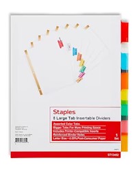 TAB DIVIDERS, LARGE, 8 TABS, ASSORTED COLORS LARGE