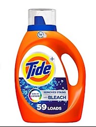 TIDE+ BLEACH ALTERNATIVE HE LIQUID LAUNDRY DETERGENT, ORIGINAL SCENT, 59 LOADS, 84 OZ. (12241) LARGE