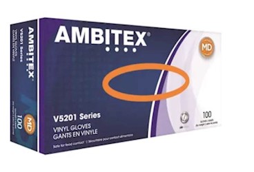 DISPOSABLE GLOVES, AMBITEX, 3 MIL, VINYL, CLEAR, M, 100 GLOVES/CT LARGE