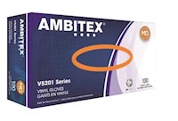 DISPOSABLE GLOVES, AMBITEX, 3 MIL, VINYL, CLEAR, M, 100 GLOVES/CT MAIN