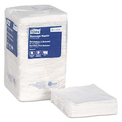 NAPKINS, BEVERAGE, 1-PLY, WHITE, TORK, 500/PK, 8/CT LARGE
