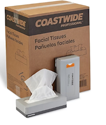 FACIAL TISSUES, COASTWIDE PROFESSIONAL,  2-PLY, 100 SHEETS/BOX, 30 BOXES/CT (CW57777) LARGE