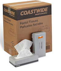 FACIAL TISSUES, COASTWIDE PROFESSIONAL,  2-PLY, 100 SHEETS/BOX, 30 BOXES/CT (CW57777) MAIN