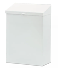 FEMININE HYGIENE WASTE RECEPTACLE, HOSPITAL SPECIALTY CO.,  8 1/4W X 4 1/2D X 11 5/8H, METAL, WHITE THUMBNAIL