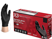DISPOSABLE GLOVES, X3, SMALL, BLACK, NITRILE, 100/BOX (BX342100) MAIN