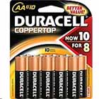 BATTERIES, AA, DURACELL, COPPERTOP, ALKALINE, 10/CT THUMBNAIL