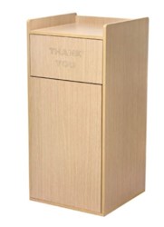 TRASH RECEPTACLE ENCLOSURE, DROP-HOLE & TRAY SHELF, OAK WOOD LARGE