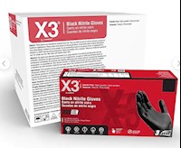 DISPOSABLE GLOVES, NITRILE, POWDER & LATEX FREE, X3, MEDIUM, BLACK, 100/BX, 10 BOXES/CT MAIN