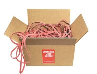 LINER RUBBER BANDS, REUSABLE, RED, J-LINE, FITS FROM SMALL OFFICE CAN UP TO 55 GL DRUM, 144/CS LARGE