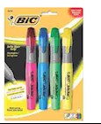 HIGHLIGHTERS, BIC BRIGHT LINER GRIP XL, CHISEL TIP, FLUORESCENT, SET OF FOUR COLORS THUMBNAIL