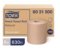 PAPER TOWELS, HARDWOUND, TORK, NATURAL, 630 FT/ROLL, 6 ROLLS/CT MAIN