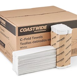 C-FOLD PAPER TOWELS, COASTWIDE PROFESSIONAL, 1-PLY, WHITE, 16 PACKS/CARTON, brighton professional LARGE
