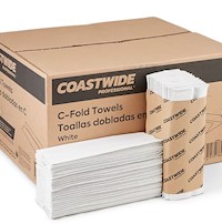 C-FOLD PAPER TOWELS, COASTWIDE PROFESSIONAL, 1-PLY, WHITE, 16 PACKS/CARTON, brighton professional MAIN
