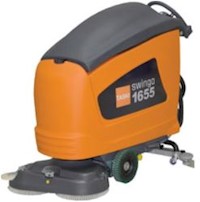 AUTO SCRUBBER, 26", LARGE, 1655 XD, TASKI SWINGO, W/ FLOODED WET CELL BATTERY MAIN