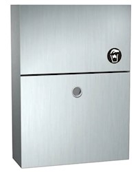 SANITARY NAPKIN DISPOSAL, SURFACE MOUNTED, END-STALL, DUAL ACCESS, STAINLESS STEEL, ASI LARGE