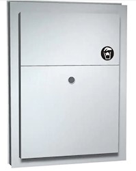 SANITARY NAPKIN DISPOSAL, PARTITION MOUNTED, DUAL ACCESS, STAINLESS STEEL, ASI LARGE