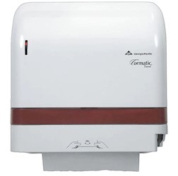 DISPENSER, HARDWOUND PAPER TOWELS, MECHANICAL DESIGNER SERIES, CORMATIC, WHITE LARGE