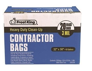 42 GALLON, 3.0 MIL, BLACK, 42" x 50", CONTRACTOR RECYCLING BAGS, FROST KING, 20/PK LARGE