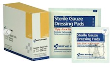 GAUZE PADS, FIRST AID ONLY, 2" X 2"/3" X 3" STERILE 8-12 PLY, 48/BOX THUMBNAIL