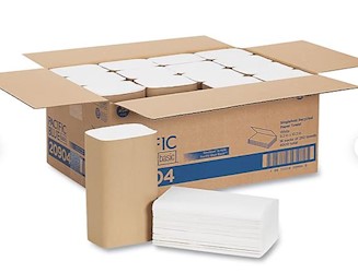 PAPER TOWELS, SINGLE FOLD, PACIFIC BLUE, RECYCLED, 1-PLY, 250 SHEETS/PK, 16 PACKS/CT LARGE