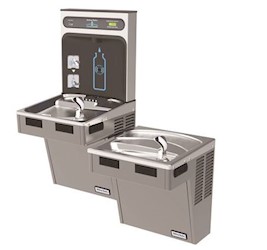 DRINKING FOUNTAIN, BI-LEVEL, HYDROBOOST BOTTLE FILLING STATION & ADA COOLER, FILTERED 8 GPH LARGE