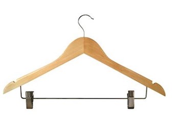 WOMEN'S HANGER, NATURAL WOOD, CHROME STANDARD HOOK, 100/CS LARGE