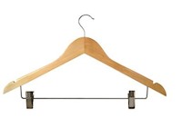 WOMEN'S HANGER, NATURAL WOOD, CHROME STANDARD HOOK, 100/CS MAIN