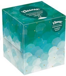FACIAL TISSUES, 2 PLY, CUBE UPRIGHT BOX, KLEENEX, 90 TISSUES/BX LARGE